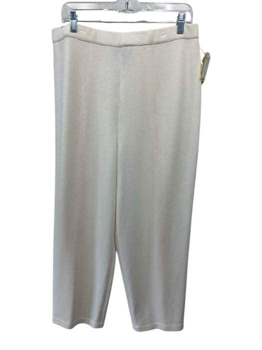 St John Size 16 Cream No Fabric Tag Knit Elastic Waist High Waist Straight Pants Cream / 16