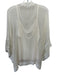 Oscar de la Renta Size L Cream Silk Chiffon Floral Embroidery Keyhole Top Cream / L