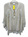 Oscar de la Renta Size L Cream Silk Chiffon Floral Embroidery Keyhole Top Cream / L