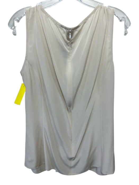 St. John Couture Size 16 Cream Silk Sleeveless Embroidered Back Zip Top Cream / 16