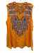 Johnny Was Size XL Orange, Pink & Blue Cotton Sleeveless Embroidered V Neck Top Orange, Pink & Blue / XL
