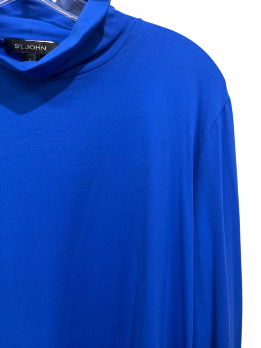 St. John Size L Royal Blue Nylon Blend Long Sleeve Turtleneck Fitted Top Royal Blue / L