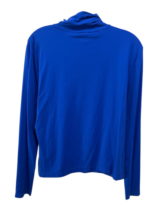 St. John Size L Royal Blue Nylon Blend Long Sleeve Turtleneck Fitted Top Royal Blue / L