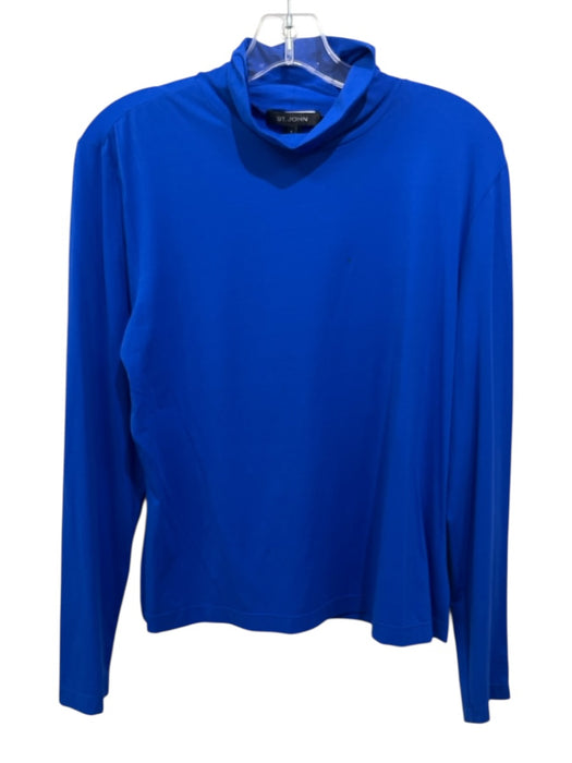 St. John Size L Royal Blue Nylon Blend Long Sleeve Turtleneck Fitted Top Royal Blue / L