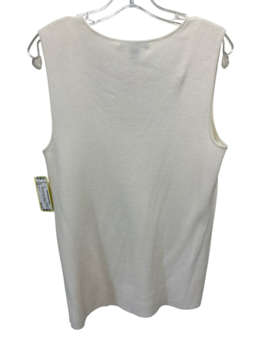 St. John Size L Cream Wool Blend Ribbed Sleeveless Scoop Neck Tank Top Cream / L