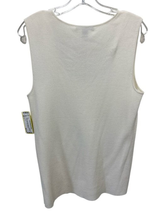 St. John Size L Cream Wool Blend Ribbed Sleeveless Scoop Neck Tank Top Cream / L