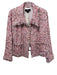 St. John Size 16 Pink, Red & Black Nylon & Cotton Boucle Frayed Edge Jacket Pink, Red & Black / 16