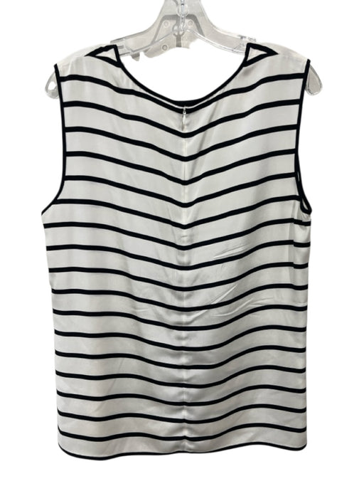 St. John Size L Cream & Black Silk Blend Horizontal Stripes Sleeveless Top Cream & Black / L