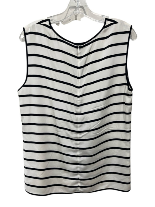 St. John Size L Cream & Black Silk Blend Horizontal Stripes Sleeveless Top Cream & Black / L