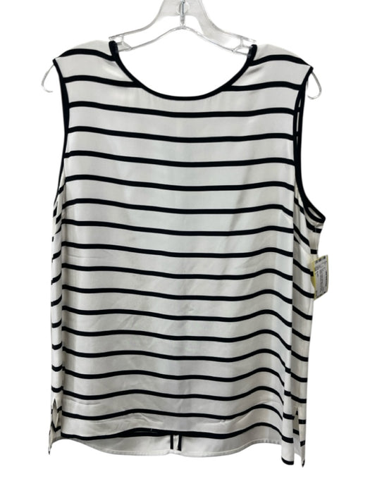St. John Size L Cream & Black Silk Blend Horizontal Stripes Sleeveless Top Cream & Black / L