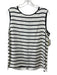 St. John Size L Cream & Black Silk Blend Horizontal Stripes Sleeveless Top Cream & Black / L
