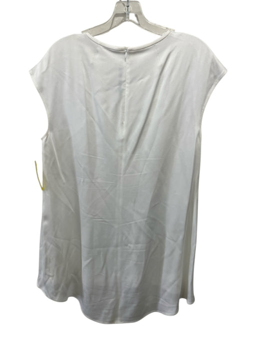 St. John Size M White Acetate Cap Sleeve Paneled Back Zip High Low Top White / M
