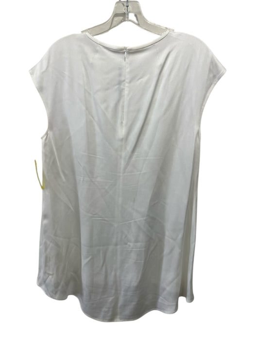 St. John Size M White Acetate Cap Sleeve Paneled Back Zip High Low Top White / M