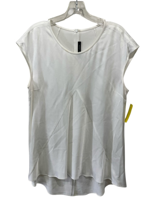 St. John Size M White Acetate Cap Sleeve Paneled Back Zip High Low Top White / M
