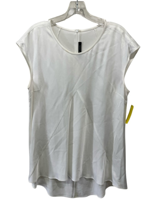 St. John Size M White Acetate Cap Sleeve Paneled Back Zip High Low Top White / M
