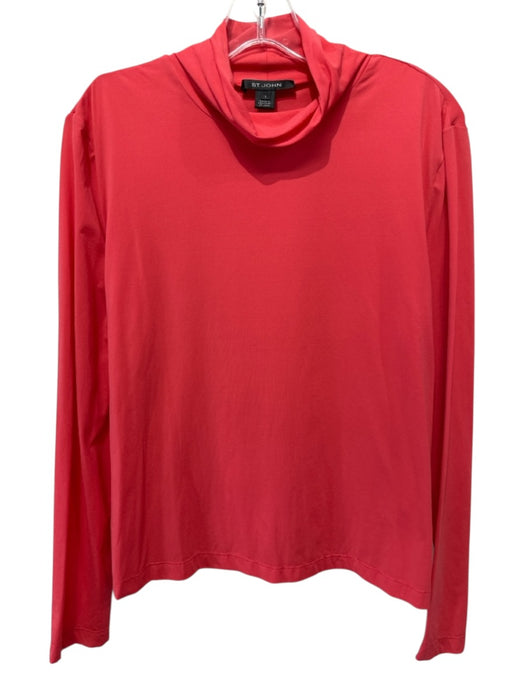 St. John Size L Orange Nylon Blend Long Sleeve Turtleneck Fitted Top Orange / L