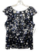 St. John Size 14 Black, White & Light Blue Silk Sleeveless Squares Top Black, White & Light Blue / 14