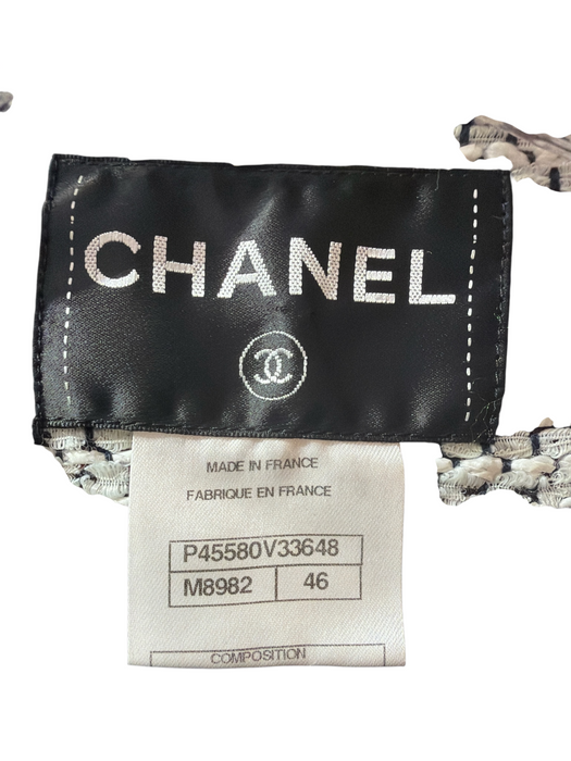 Chanel Size 46 Navy, Burgundy & Multi Cotton Blend Tweed Trim Detail Jacket Navy, Burgundy & Multi / 46