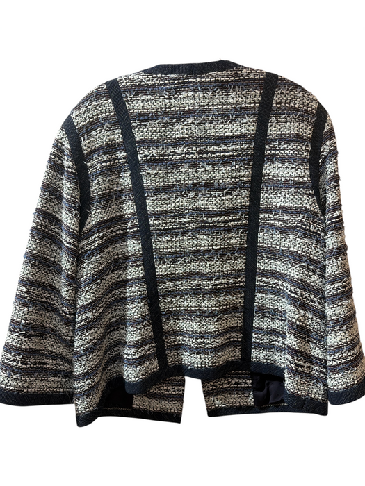 Chanel Size 46 Navy, Burgundy & Multi Cotton Blend Tweed Trim Detail Jacket Navy, Burgundy & Multi / 46