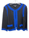 St. John Size 12 Black & Royal Blue Wool Wool Knit Trim Detail Jacket Black & Royal Blue / 12