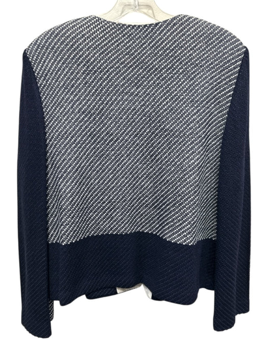 St. John Size 14 Navy & white Polymide Blend Pattern Block Heathered Jacket Navy & white / 14
