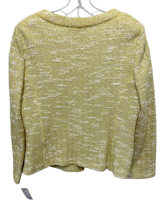 St. John Size 14 Yellow & White No Fabric Tag Tweed Silver Buttons Jacket Yellow & White / 14