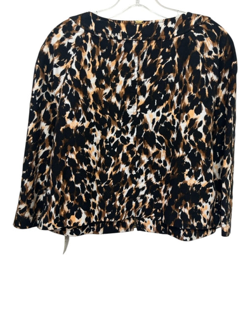 St. John Size 16 Brown, Peach & White Cotton Blend 3/4 Sleeve Spotted Jacket Brown, Peach & White / 16