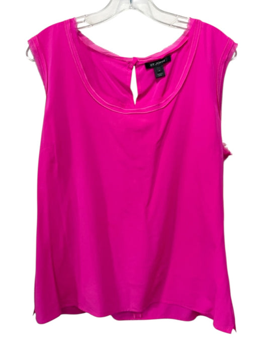 St. John Hot pink Wool & Silk Sleeveless Tank Textured Button Front Jacket Set Hot pink / 14