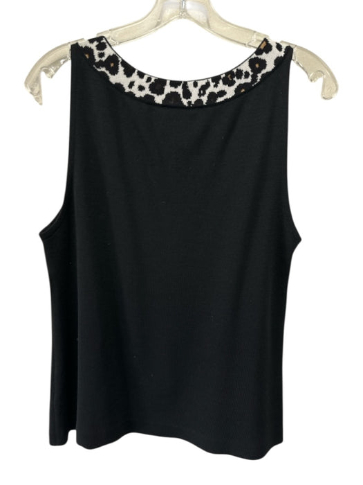 St. John Size L / 14 Black, White & Tan Wool Blend Rib Knit Tank Sweater Set Black, White & Tan / L / 14