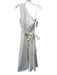 St. John Size 12 White Cotton One Shoulder Sleeveless Sash Inc Midi Dress White / 12