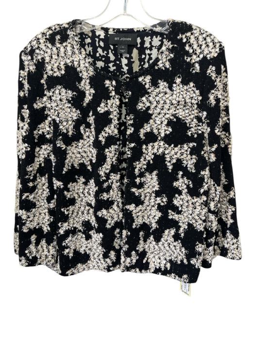 St. John Black, Tan & White Wool & Silk Sleeveless Spotted Tank Jacket Set Black, Tan & White / 10