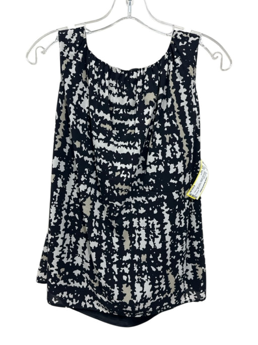 St. John Black, Tan & White Wool & Silk Sleeveless Spotted Tank Jacket Set Black, Tan & White / 10