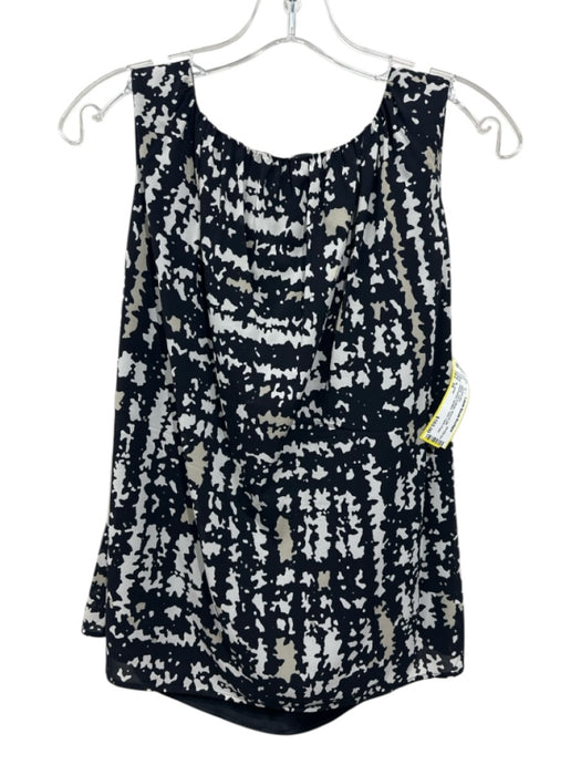 St. John Black, Tan & White Wool & Silk Sleeveless Spotted Tank Jacket Set Black, Tan & White / 10