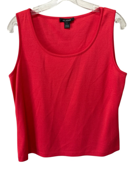 St. John Red Orange Wool & Rayon Ribbed Knit Tank One Button Jacket Set Red Orange / L / 14