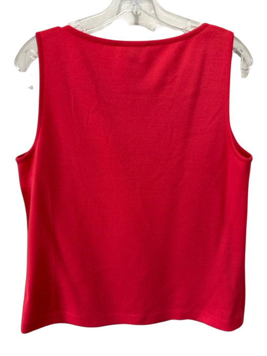 St. John Red Orange Wool & Rayon Ribbed Knit Tank One Button Jacket Set Red Orange / L / 14