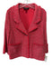 St. John Red Orange Wool & Rayon Ribbed Knit Tank One Button Jacket Set Red Orange / L / 14