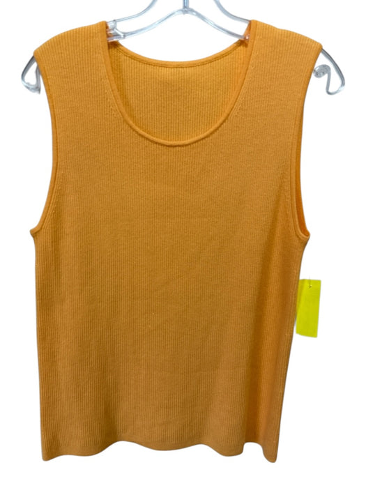 St. John Size L Orange & Silver Cashmere Ribbed Knit Tank Cardigan Sweater Set Orange & Silver / L