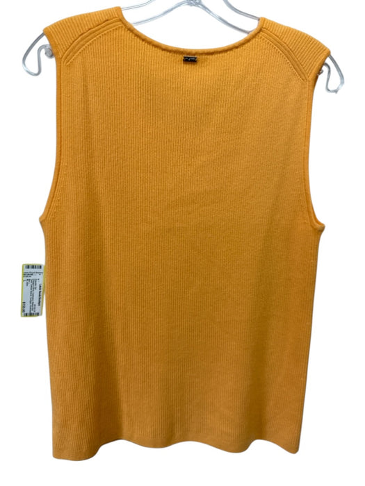 St. John Size L Orange & Silver Cashmere Ribbed Knit Tank Cardigan Sweater Set Orange & Silver / L