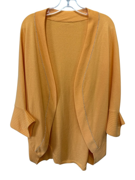 St. John Size L Orange & Silver Cashmere Ribbed Knit Tank Cardigan Sweater Set Orange & Silver / L