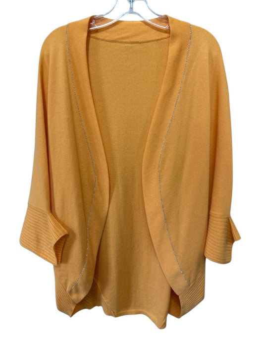 St. John Size L Orange & Silver Cashmere Ribbed Knit Tank Cardigan Sweater Set Orange & Silver / L