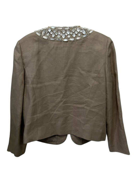 Valentino Size 10 Beige & White Linen Blend Mother of Pearl Button Detail Jacket Beige & White / 10