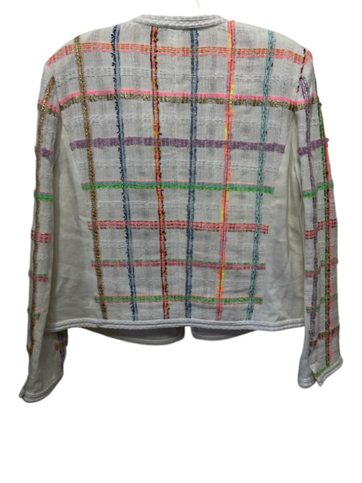 Carlisle Size 14 White, Pink & Multi Cotton Blend Checked Rope Trim Jacket White, Pink & Multi / 14