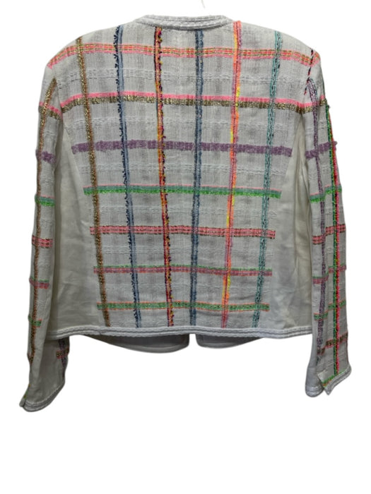 Carlisle Size 14 White, Pink & Multi Cotton Blend Checked Rope Trim Jacket White, Pink & Multi / 14