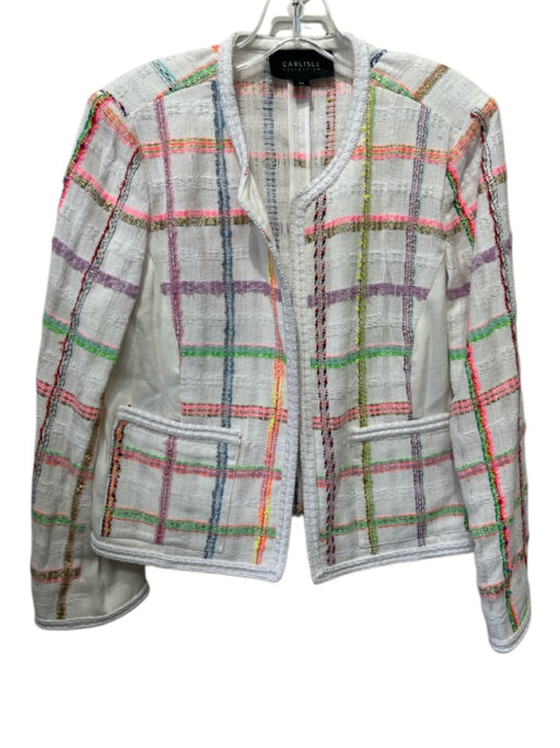 Carlisle Size 14 White, Pink & Multi Cotton Blend Checked Rope Trim Jacket White, Pink & Multi / 14