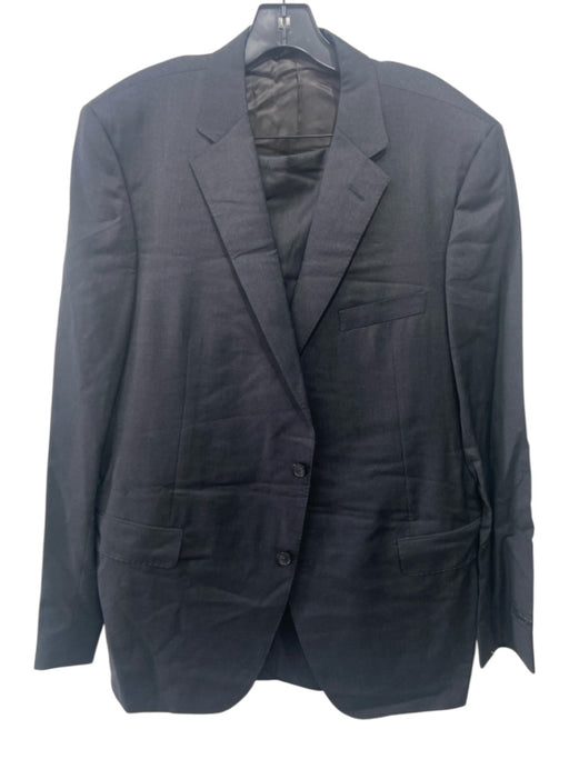 Saks Fifth Ave NWT Charcoal Gray Wool Solid 2 Button Men's Suit Charcoal Gray / 46