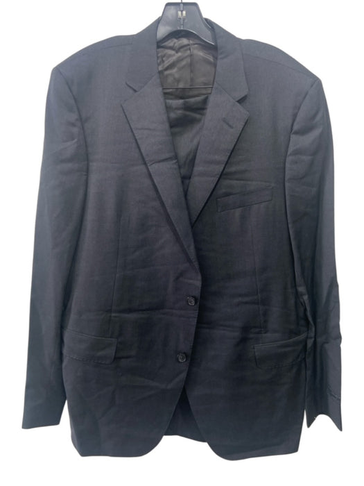 Saks Fifth Ave NWT Charcoal Gray Wool Solid 2 Button Men's Suit Charcoal Gray / 46