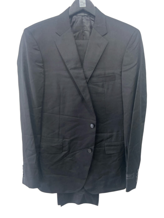 Saks Fifth Ave NWT Black Wool Solid 2 Button Men's Suit Black / 44