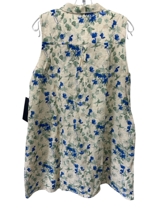 Tuckernuck Size XL Yellow, Green & Blue Linen & Cotton Floral Sleeveless Dress Yellow, Green & Blue / XL