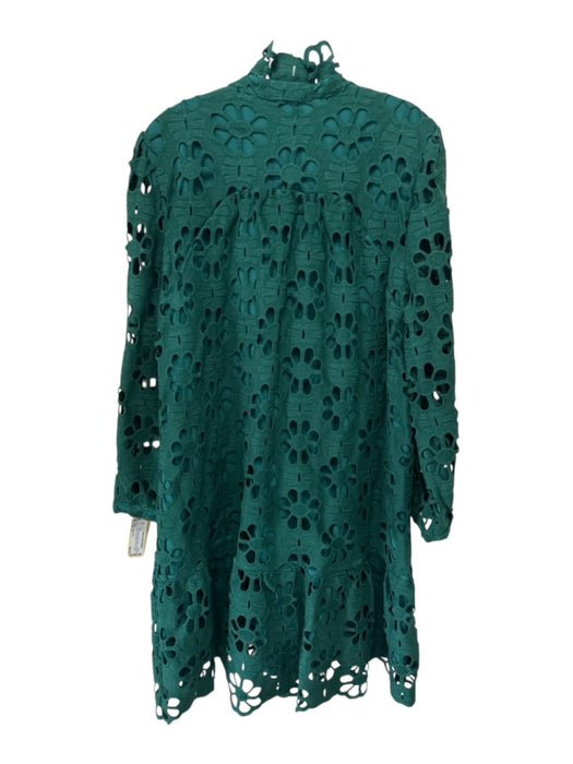 Tuckernuck Size XL Hunter Green Cotton Long Sleeve Crochet Lace Overlay Dress Hunter Green / XL