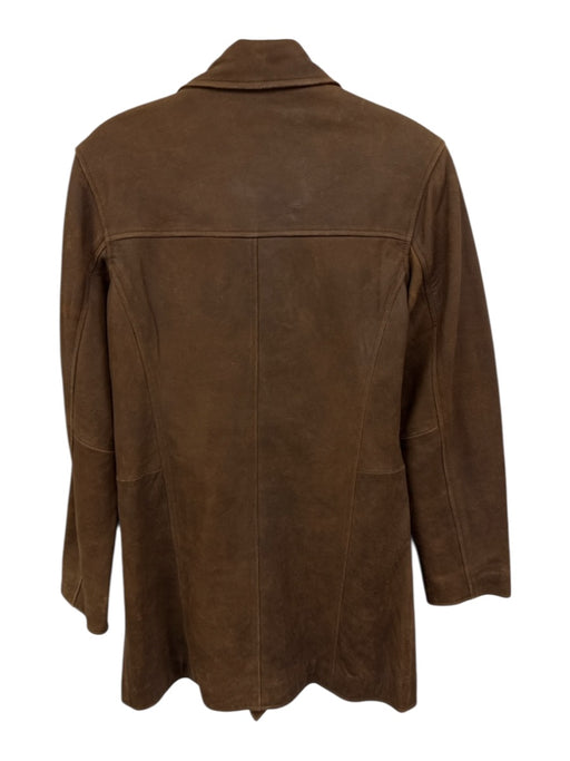 Sundance Size S Brown Leather Double Breast Knee Length Long Sleeve Heavy Coat Brown / S